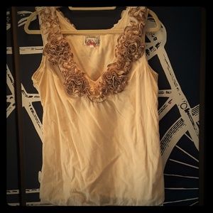 Baraschi Breezy Ruffled Cream Blouse L